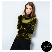 Load image into Gallery viewer, Turtleneck velvet Blouses Shirts