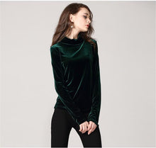 Load image into Gallery viewer, Turtleneck velvet Blouses Shirts