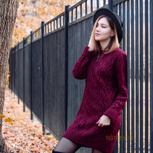 Female Long Sleeve Knitted Dress