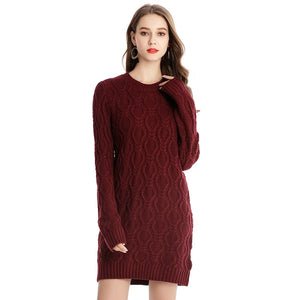 Female Long Sleeve Knitted Dress