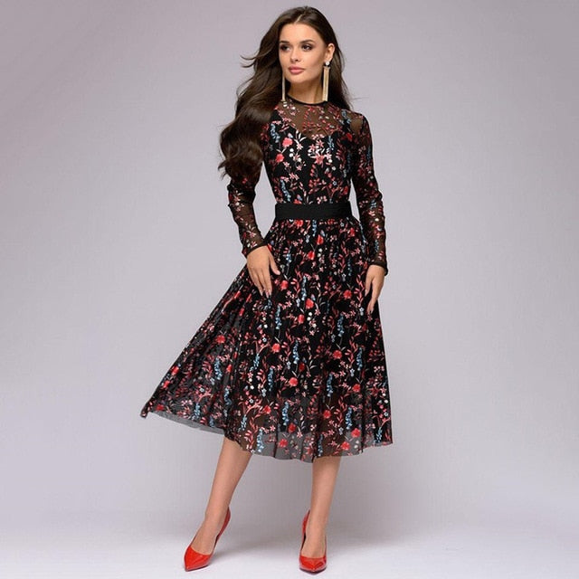 Digital Printed Long Sleeve Thin Dresses