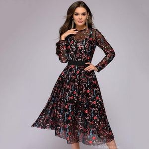 Digital Printed Long Sleeve Thin Dresses