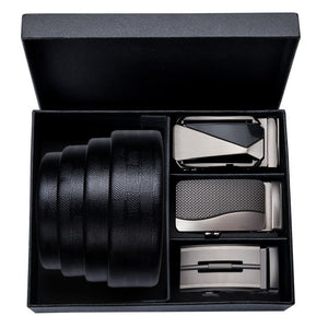 Business Style Genuine Leather Automatic Buckle