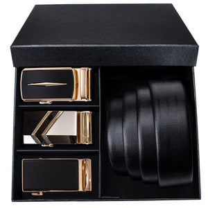 Business Style Genuine Leather Automatic Buckle