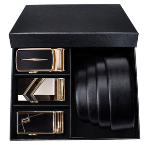 Business Style Genuine Leather Automatic Buckle