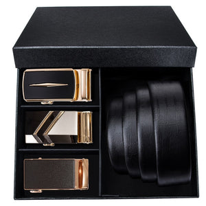 Business Style Genuine Leather Automatic Buckle