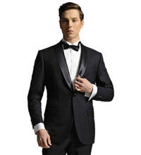 Load image into Gallery viewer, Mens Suits Groomsmen Shawl Satin Lapel Groom Tuxedos Black Wedding Best Man Suit