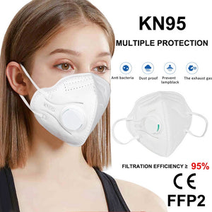 rePinklax In Stock Dust Masks Reusable KN95 Mask Valved Face Mask N95 Protection Face Mask White Mouth Cover Filter Dropship