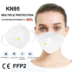 rePinklax In Stock Dust Masks Reusable KN95 Mask Valved Face Mask N95 Protection Face Mask White Mouth Cover Filter Dropship