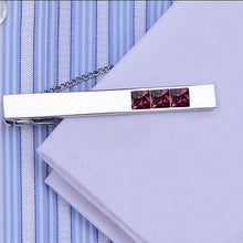 Load image into Gallery viewer, Cuff links necktie, tie pin for men Purple Crystal tie bars