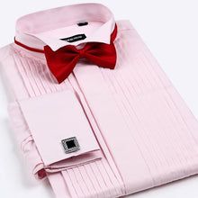 Load image into Gallery viewer, Men&#39;s French Cuff Tuxedo Shirt Solid Color Wing Tip Collar Shirt