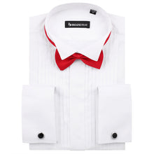 Load image into Gallery viewer, Men&#39;s French Cuff Tuxedo Shirt Solid Color Wing Tip Collar Shirt