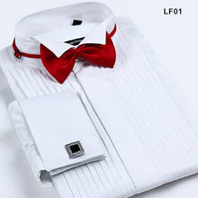 Load image into Gallery viewer, Men&#39;s French Cuff Tuxedo Shirt Solid Color Wing Tip Collar Shirt