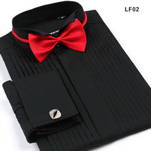 Load image into Gallery viewer, Men&#39;s French Cuff Tuxedo Shirt Solid Color Wing Tip Collar Shirt