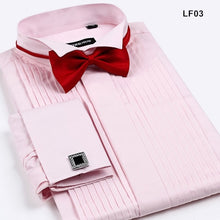 Load image into Gallery viewer, Men&#39;s French Cuff Tuxedo Shirt Solid Color Wing Tip Collar Shirt