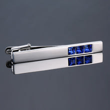 Load image into Gallery viewer, Necktie clip for tie pin, Blue Crystal