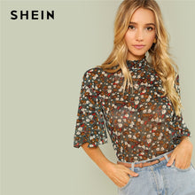 Load image into Gallery viewer, Multicolor Floral Sheer Frill Blouse