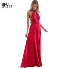 Load image into Gallery viewer, Multiway Wrap Convertible Boho Maxi Club Red Dress