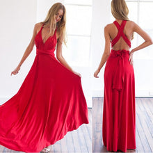 Load image into Gallery viewer, Multiway Wrap Convertible Boho Maxi Club Red Dress