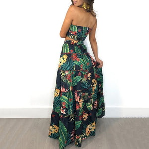 Boho two piece long skirt floral printed