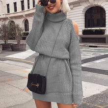 Load image into Gallery viewer, Turtleneck off shoulder knitted sweater