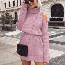 Load image into Gallery viewer, Turtleneck off shoulder knitted sweater