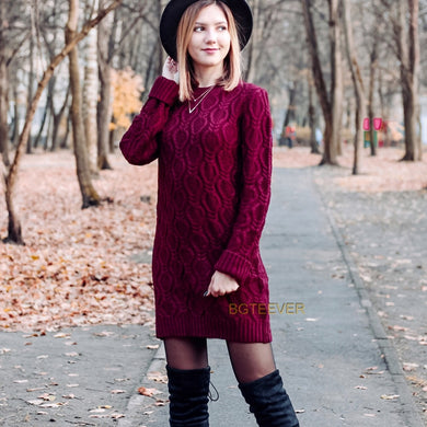 Female Long Sleeve Knitted Dress