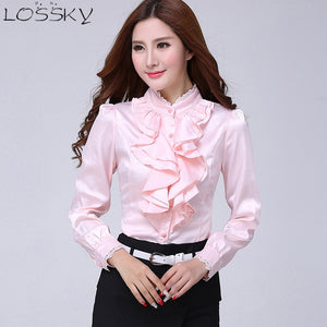 Blouses casual ruffled collar