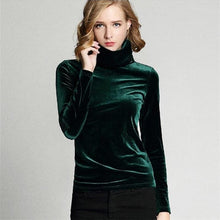 Load image into Gallery viewer, Turtleneck velvet Blouses Shirts